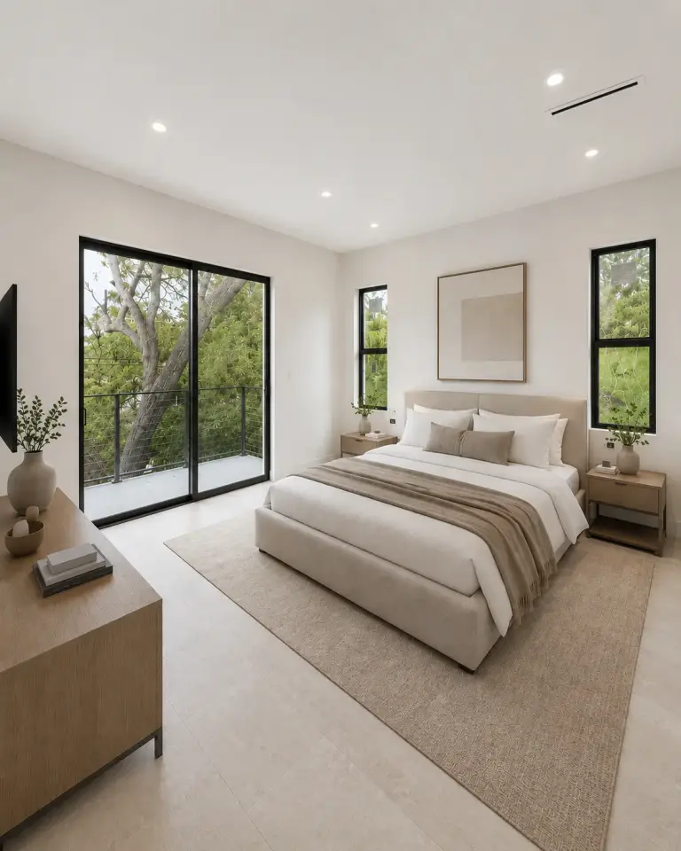 Master bedroom rendering for Miramar Townhomes